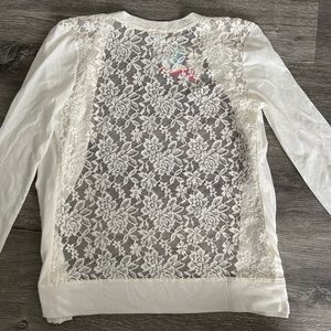 Ivory Button Front Lace Back Cardigan
